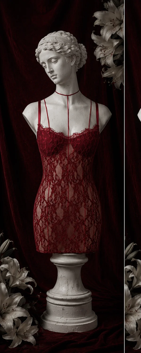 【 Fragments.SPECIAL LINK:THE MASCOT'SLITTLE GIFT.】Women's Red Lace Cami Dress – Elegant & Sexy