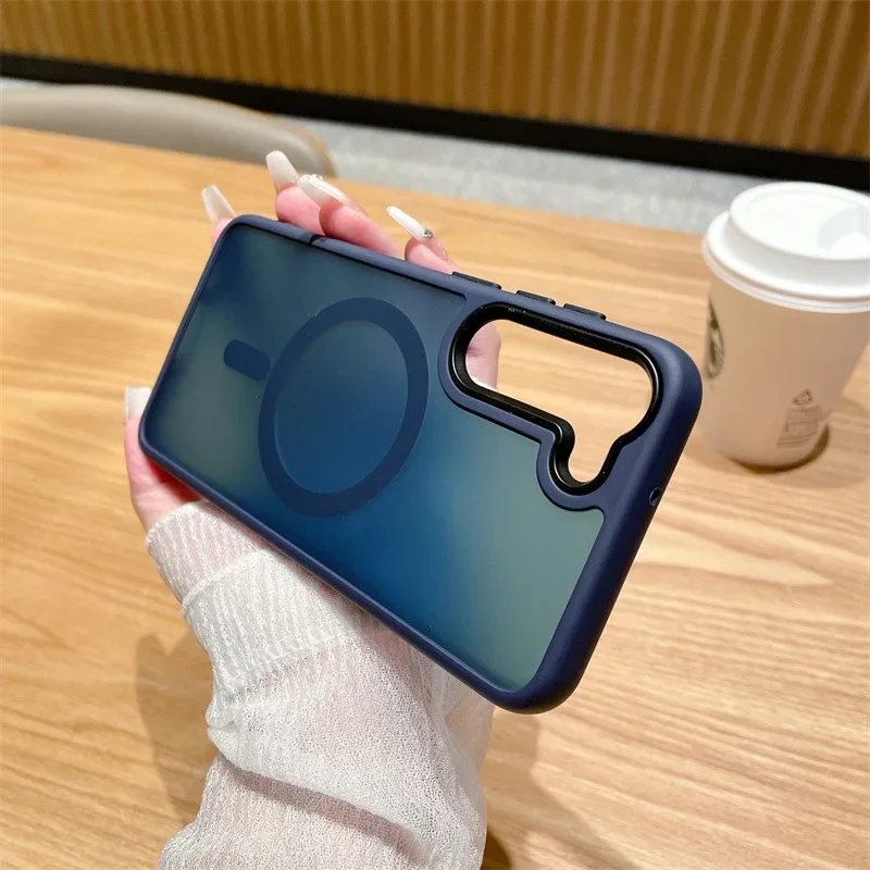 Luxury Matte Antiskid Phone Case For Samsung Galaxy S25 S24 Ultra S23 S22 Plus S20 S21 FE Magsafe Magnetic Wireless Charge Cover image 5