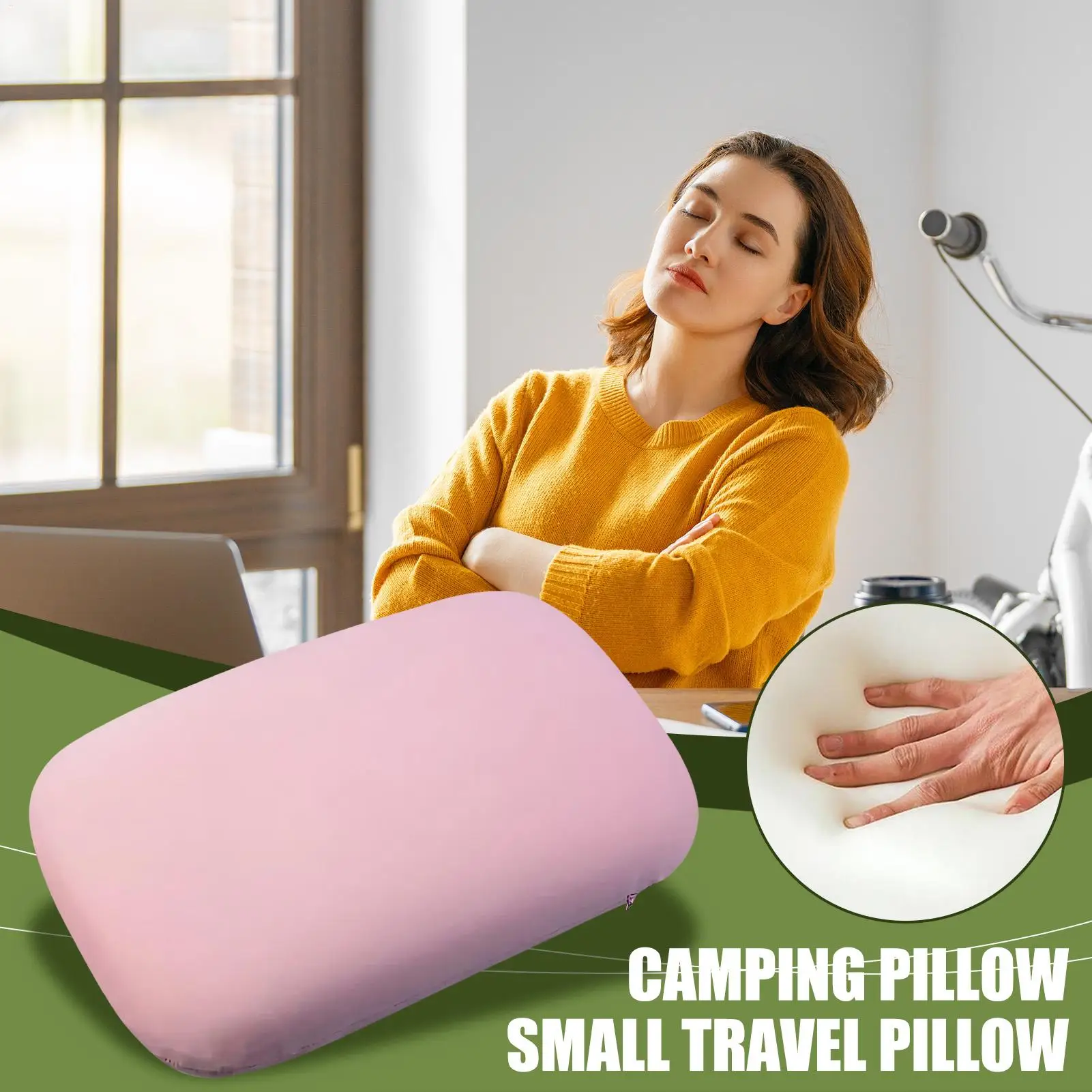 Camping Pillow Ergonomic Headrest Ergonomic Portable Foldable Cooling Memory Foam Pillow For Flight Hiking Travel Hotel