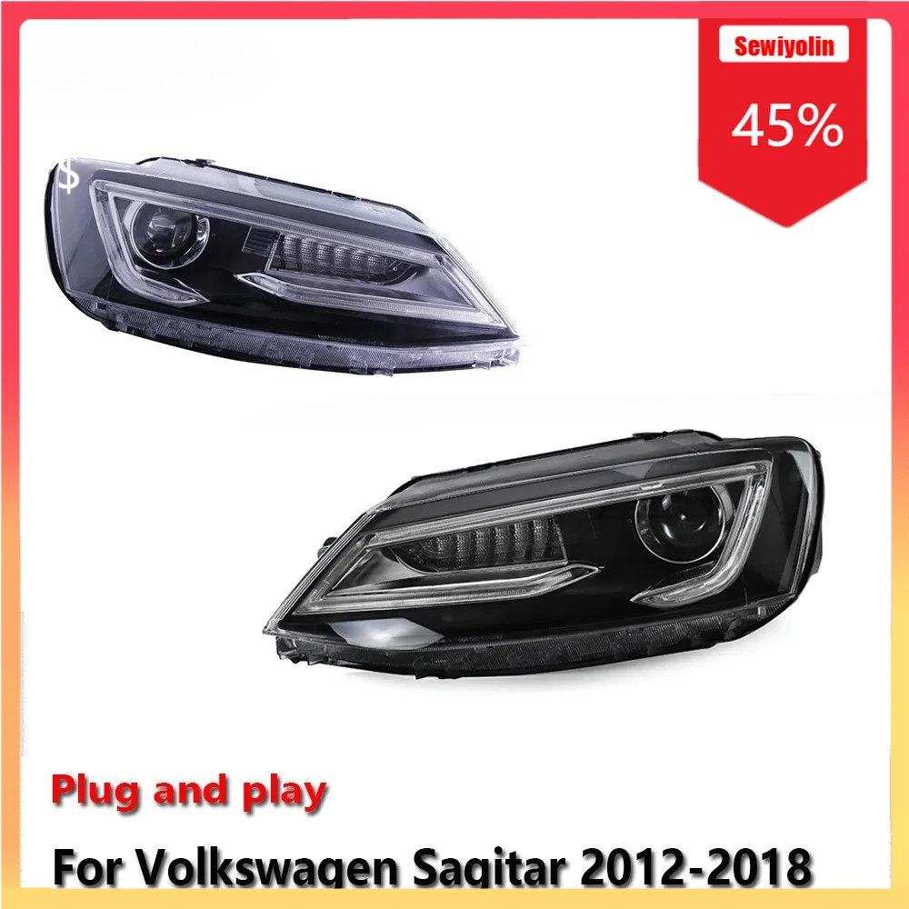 

Автомобильные светодиодные фары, автомобильные детали для Volkswagen Sagitar 2012-2018, противотуманные DRL, стоп-сигнал поворота, лампа Plug and Play