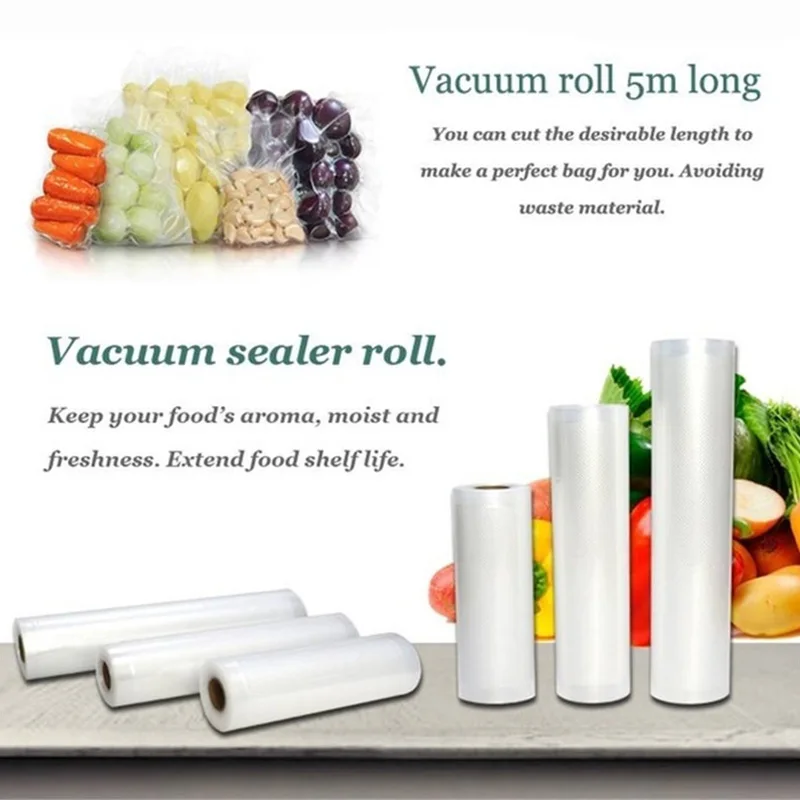 Kitchen Vacuum Packed Bags Sealer Food Saver Bag Reusable Rolls Kitchen Organizer Fresh-keeping Food Saver Storage Bag