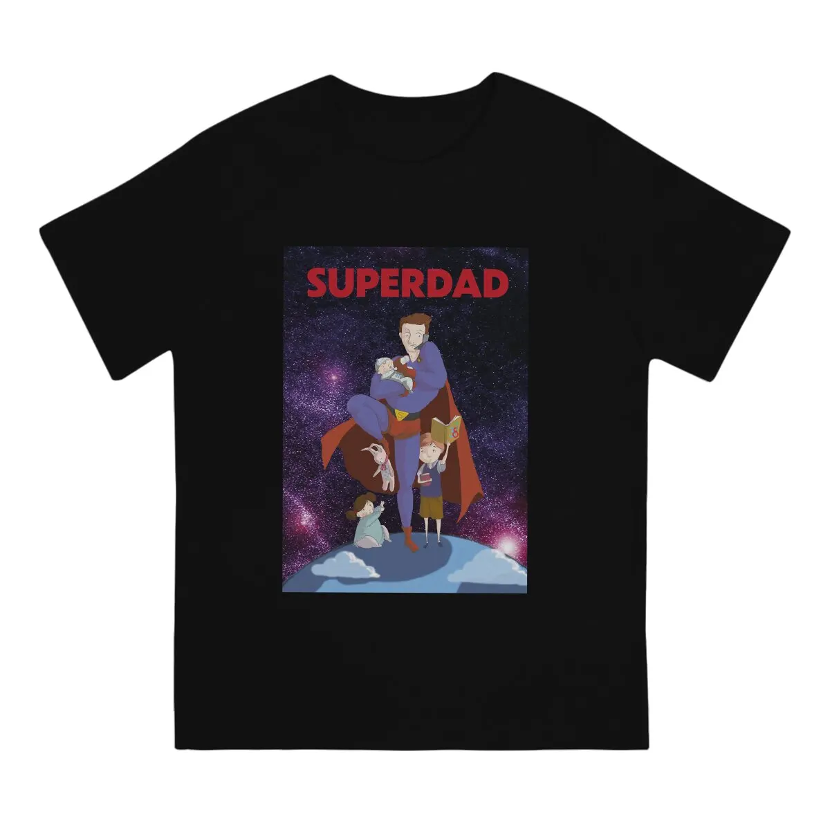 Superdad in space Active Men TShirt Father's Day Crewneck Tops Fabric T Shirt Funny Top Quality Birthday Gifts