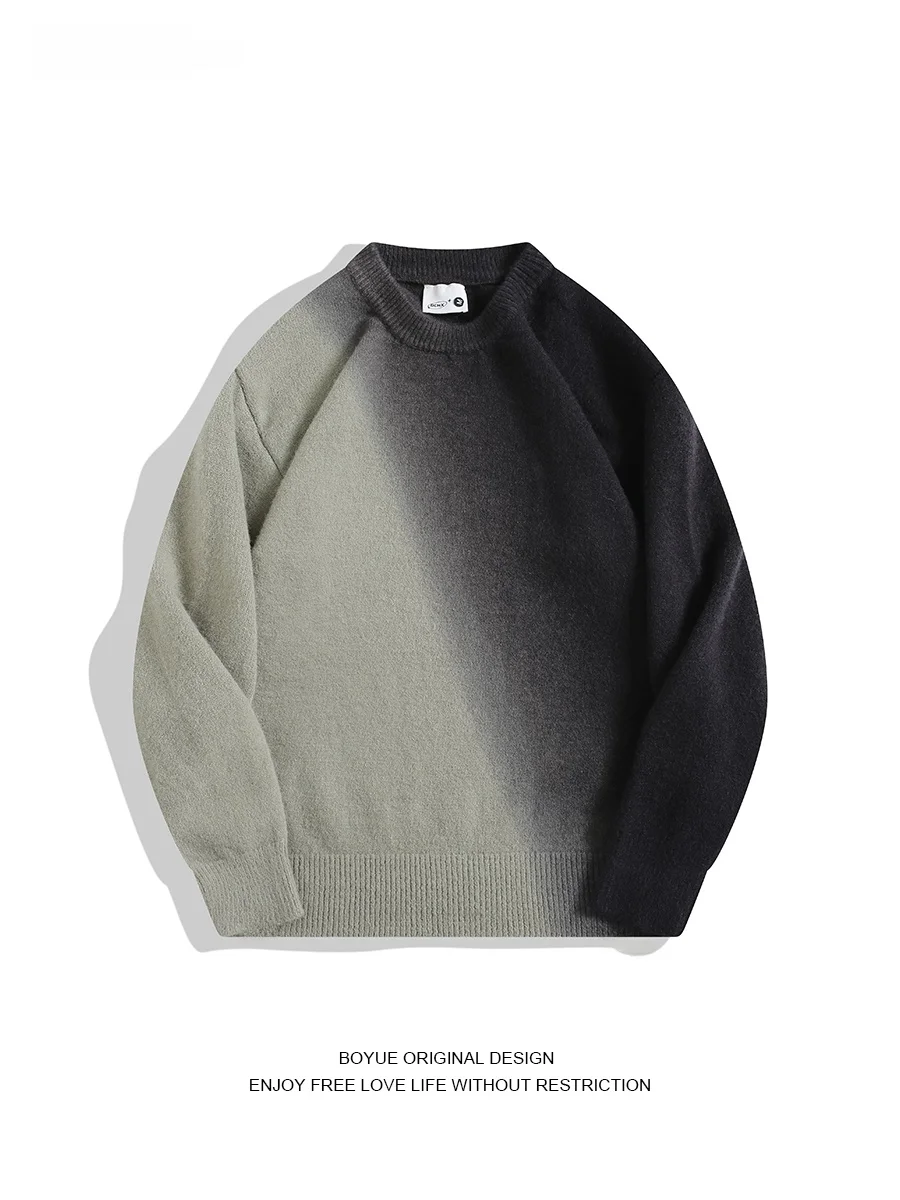 

Мужской повседневный вязаный свитер Boyue: модный, универсальный, теплый, зимний, длинный, с круглым вырезом, пуловер в уличном стиле