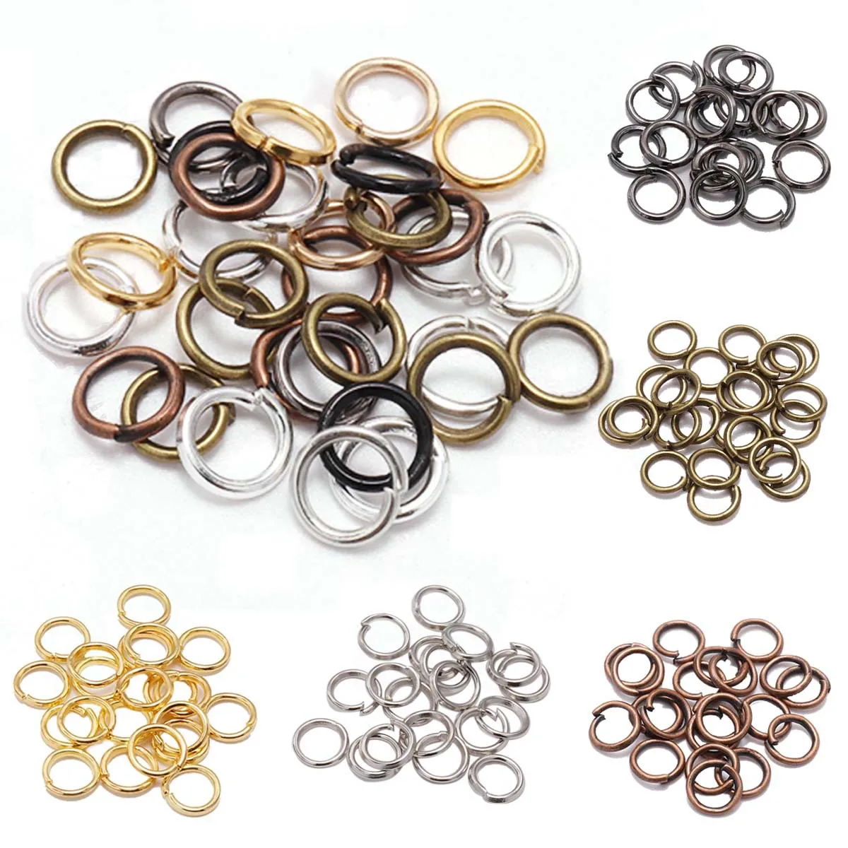 500g/Set Hot Selling Gold Opening Iron Ring Flat Mouth Ring Earrings Necklace Connecting Ring Material DIY Jewelry Accessories