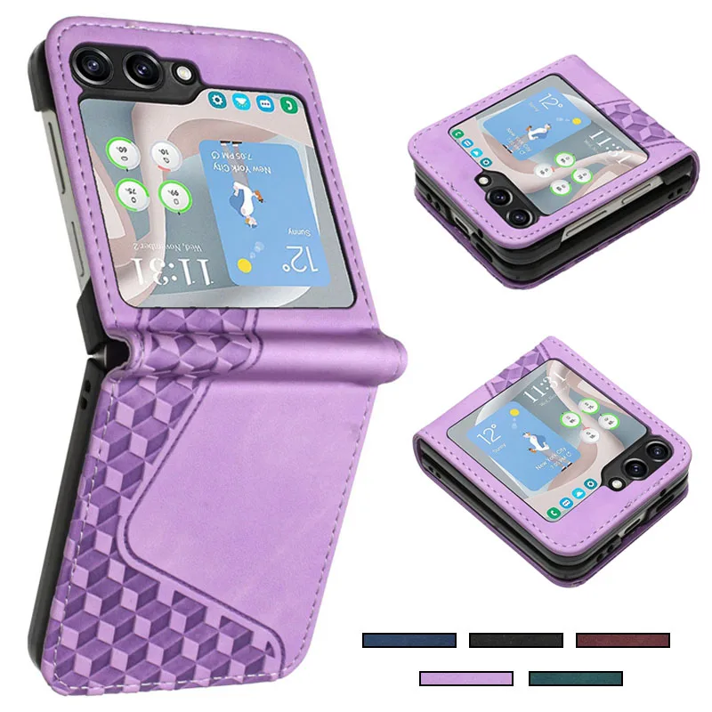 Etui na telefon Samsung Z klapką 5 etui 3D Z geometrycznym kratownicowym portfelem na samdas Samsung Galaxy Z klapką 5 Zflip5 Flip4 ZFlip3