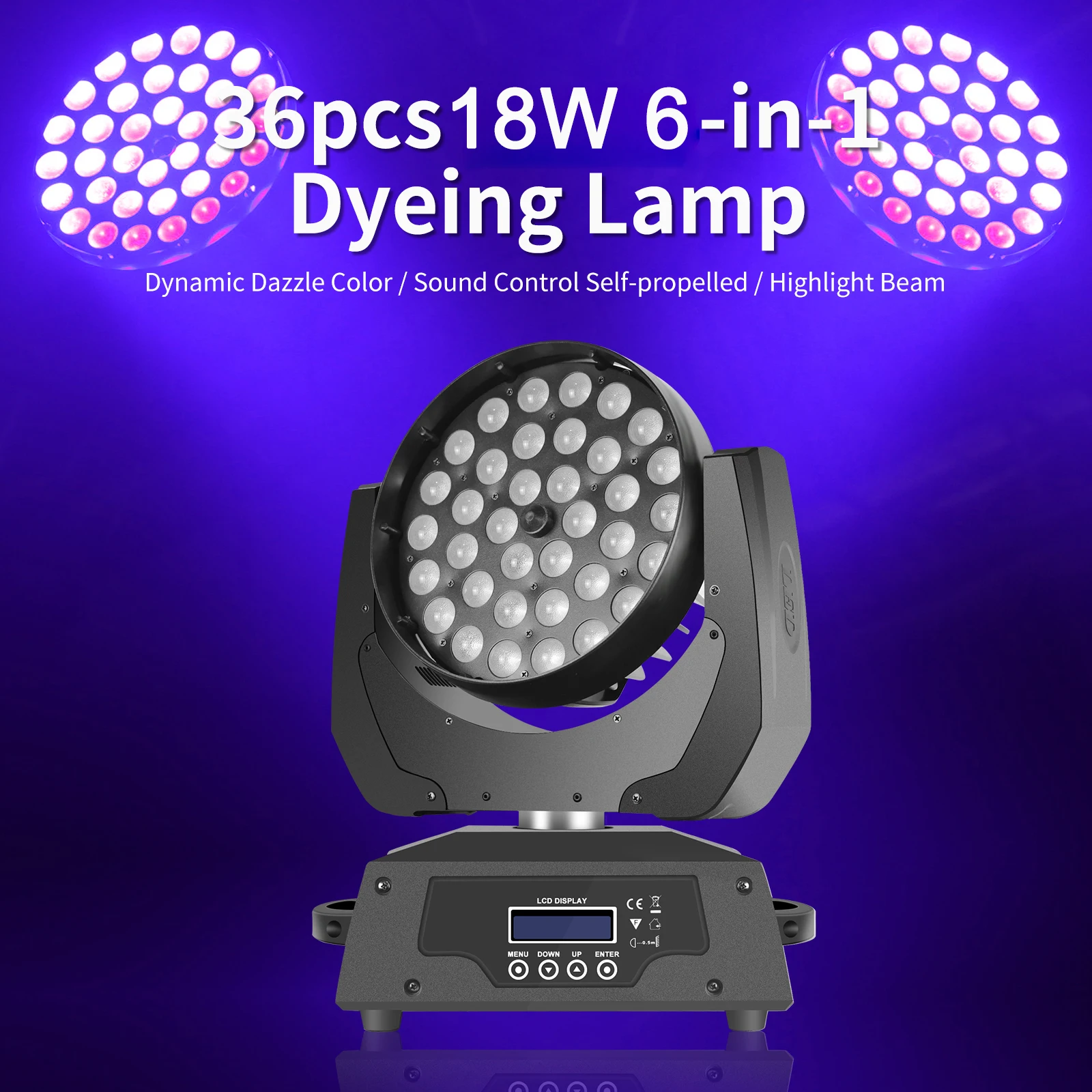 

36x18w LED Zoom Wash Moving Head Lighting RGBWA+UV 6in1 Moving Head Light Stage Light DMX512 For dj Disco Nightclub Wedding Bar