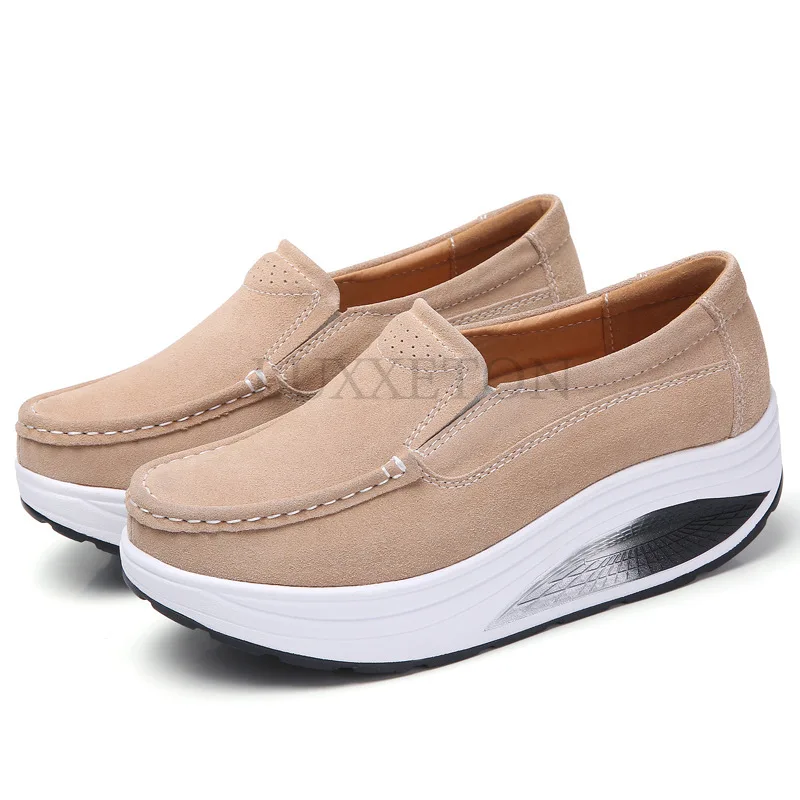 Canvas Thick Soled Sloping Heel Round Toe Sponge Cake Shoes for Women Casual Comfort Breathability Increased Height Rocking Shoe