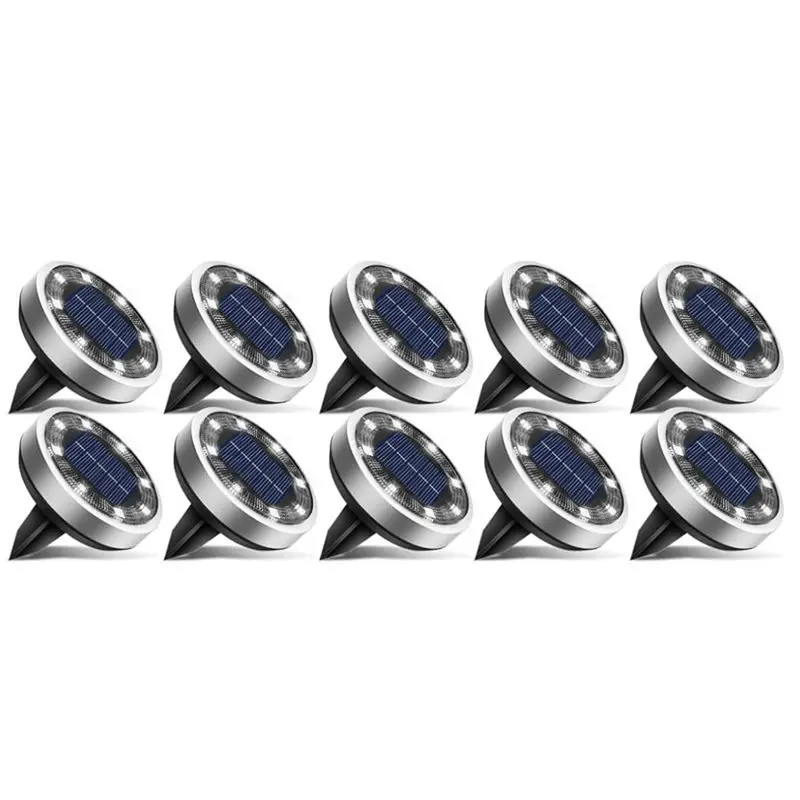 [a92p-】-luci-solari-piatte-a-disco-per-illuminazione-esterna-di-vialetti-e-giardini-mini-luci-solari-da-terra-confezione-da-10