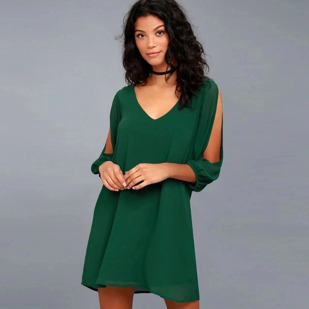 Biała plaża Cami letnia koszula sukienka kobiety dorywczo podwójne V Neck w stylu Casual Shift sukienki Sexy z długim rękawem wakacje sukienki Midi