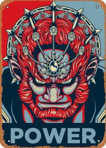 Anime-Poster aus Metall, Blechschild POWER Ganondorf; sein Triforce; er ist der böse König von Ger-Aluminium