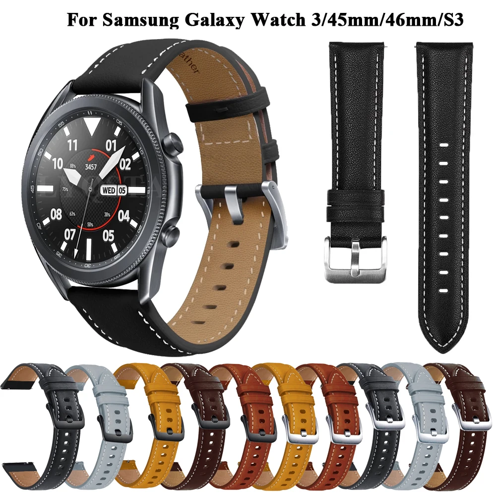 New Genuine Leather Watch Bands For Samsung Galaxy Watch3 45mm Replacement band For Galaxy Watch 46mm S3 Wrist Strap Accessories