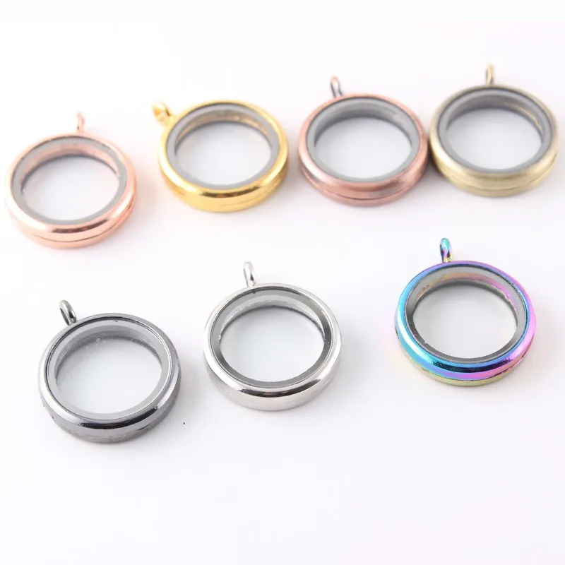 Alloy Floating Locket Magnetic Flip Open Pendant Round Glass Frame Single Loop 30mm for DIY Necklace Keychain Jewelry Making
