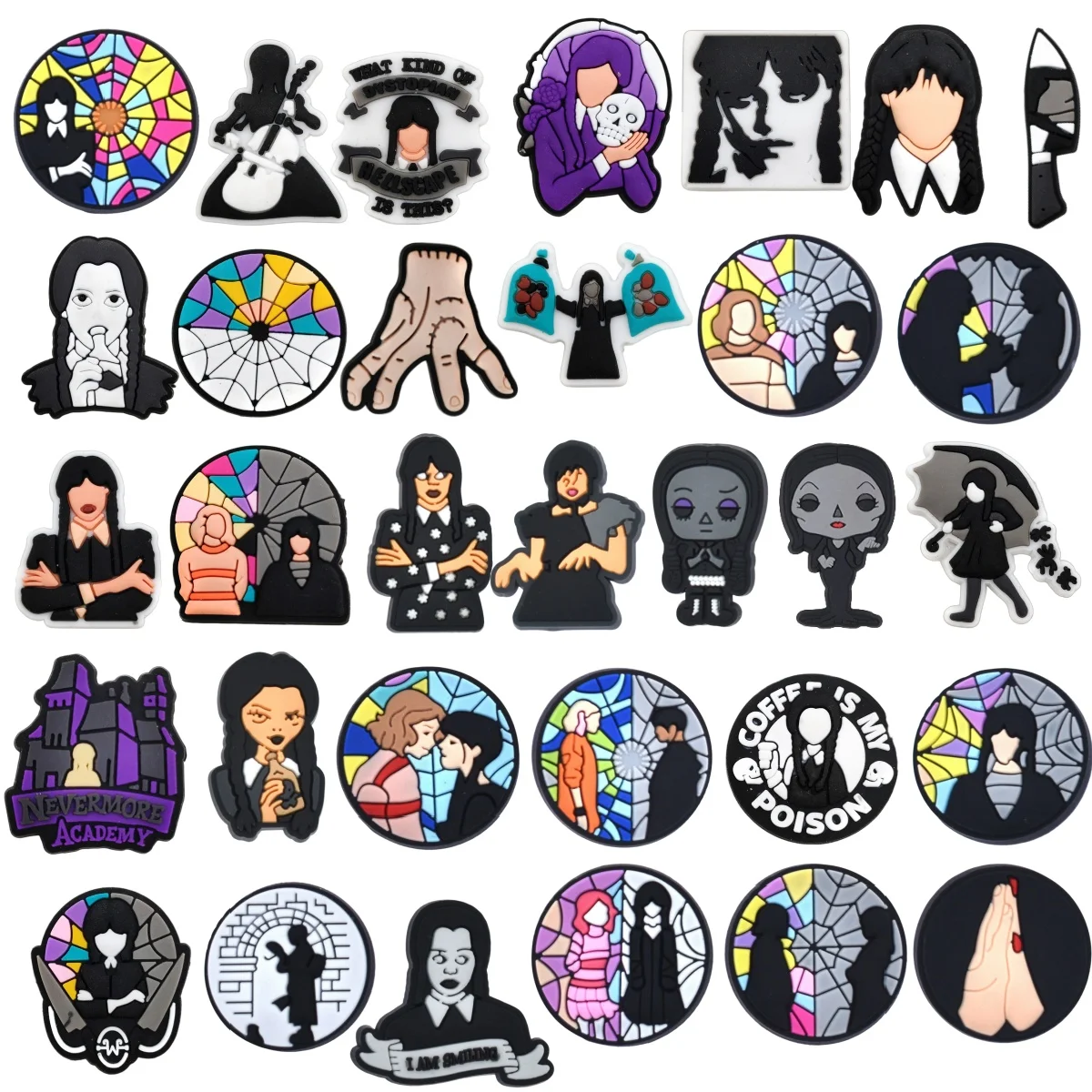 

32Pcs Halloween Shoe Charms, horror themed Shoe Charms for Adults, teenagers, and adults, Gothic sandals, wristbands, bracelets