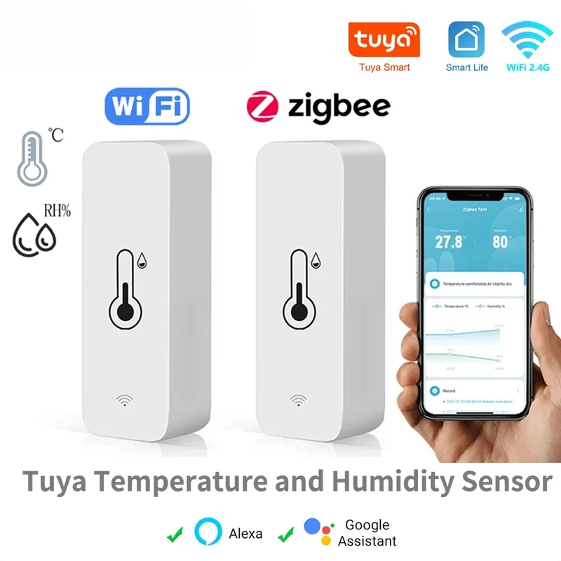 

Tuya/ZigBee WiFi Smart Temperature Humidity Sensor Indoor Hygrometer Controller Smart Home Monitor Work With Alexa Google Home