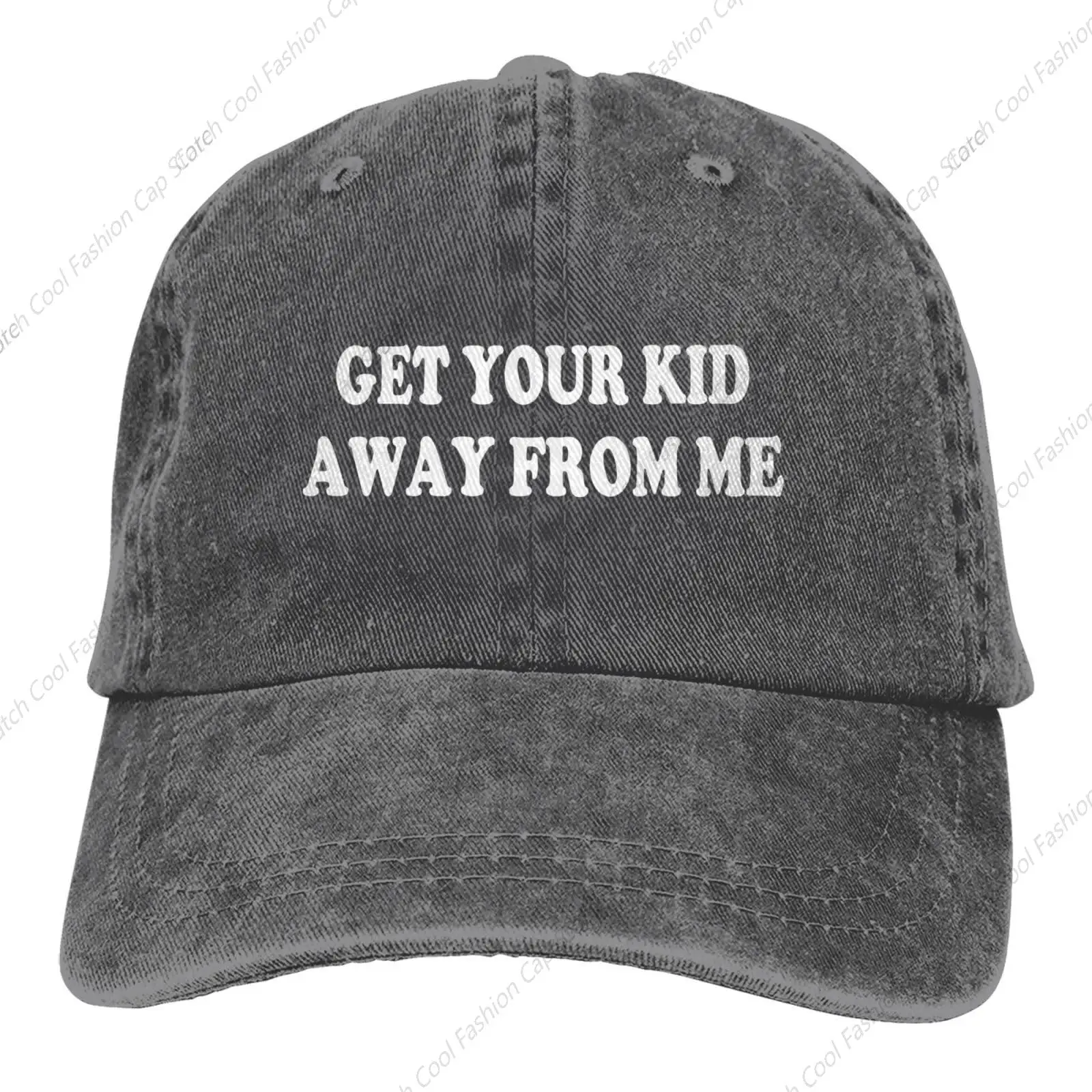 

Get Your Kid Away from Me Baseball Cap for Men Women Vintage Trucker Denim Hat Washed Cotton Fashion Unisex Adjustable Sports