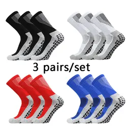 3 pairs Mens Womens Heel Shield Pattern soccer Socks Sports Square Silicone Non-Slip Football Socks calcetines antideslizante