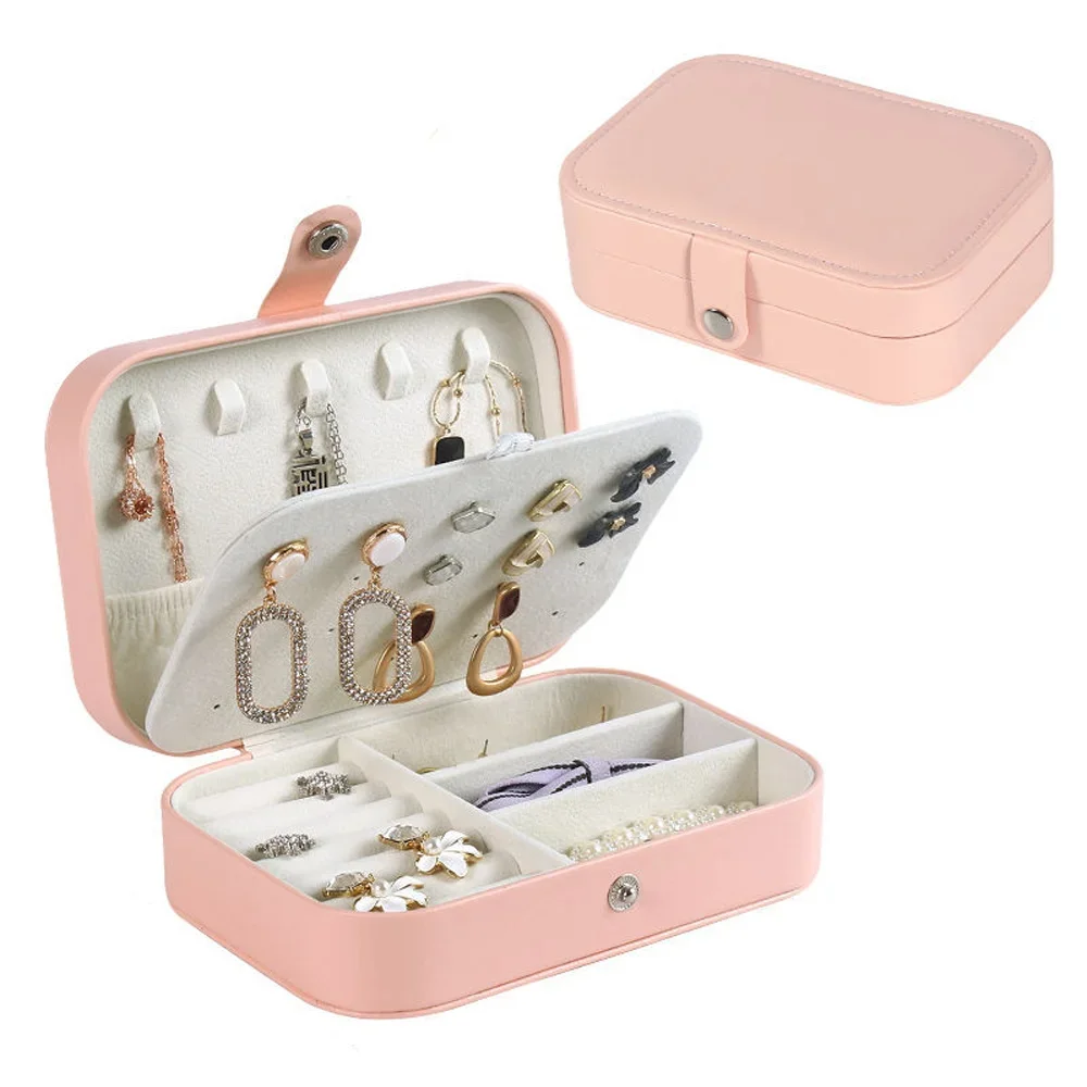 1 stks dubbellaags opbergdoos dames reizen lederen sieraden kist klassieke mode roze opbergdoos vlinder brief serie