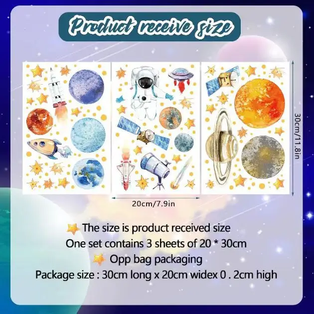 Glow in The Dark Stars Wall Stickers Glowing Solar System Planets for Ceiling Luminous Spaceship Wall Decals DIY Kids Room Decor