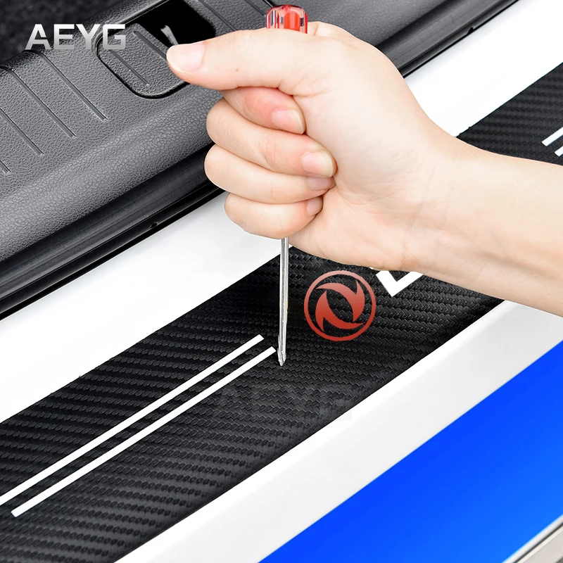 Carbon Fiber Car Rear Trunk Bumper Guard Stickers For Dongfeng DFM AX4 AX7 H30 S30 S50 DFSK SX5 SX6 AX4 P11 IX5 A9 A60 A30 Glory