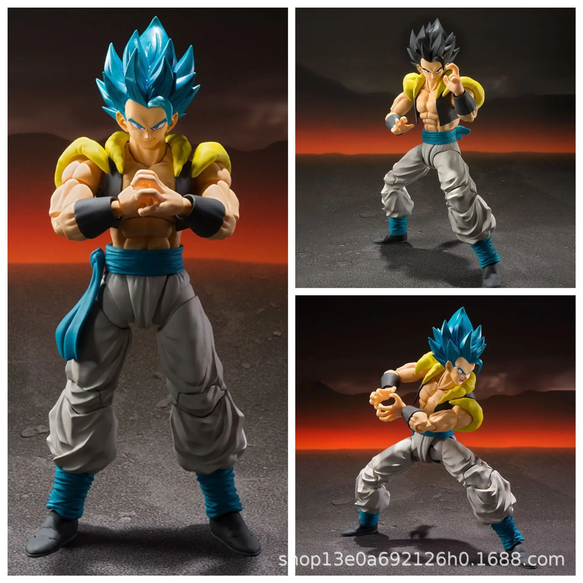 Anime SHFiguarts Gogeta Dragon Ball Z Figure Blue Hair Gogeta Theater Edition Joint Movable Doll Collectible Toys Christmas Gift