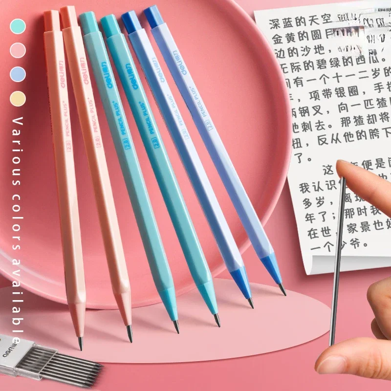 1 pcs Mechanical Pencil, with 2.0 mm 2B/HB Lead Refill, Black/Blue/Pink Barrel Automatic Pencil for Exams Drawing