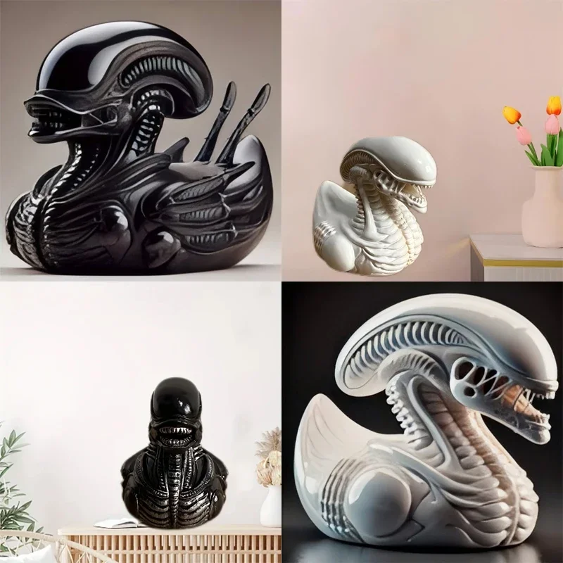 Creative Imaginative Alien Duck Resin Figurine Evil Funny Party Desktop Decoration Craft Home Office Decor Miniature Model Toy