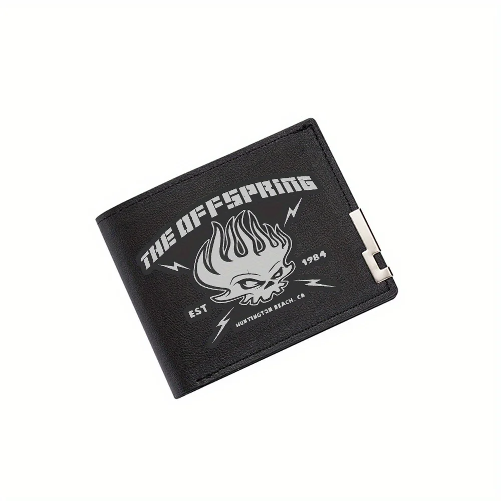 

Череп пламени группа логотип молния болт мужской кошелек с принтом дизайн простой современный стильный бизнес отца бойфренда Рождество