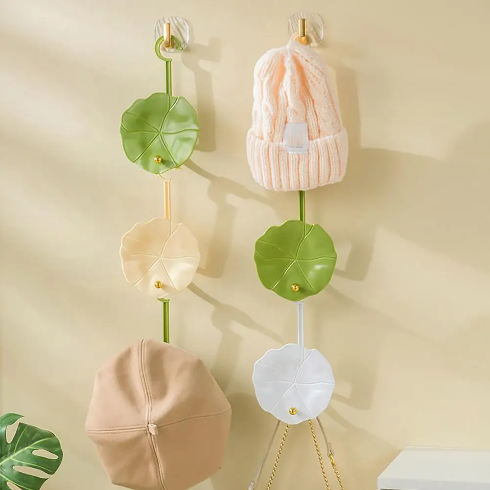 Hat Rack Vertical Storage Hanger Lotus Leaf Design Wall Mounted Hooks Space Saving Scarf Bag Storage Racks