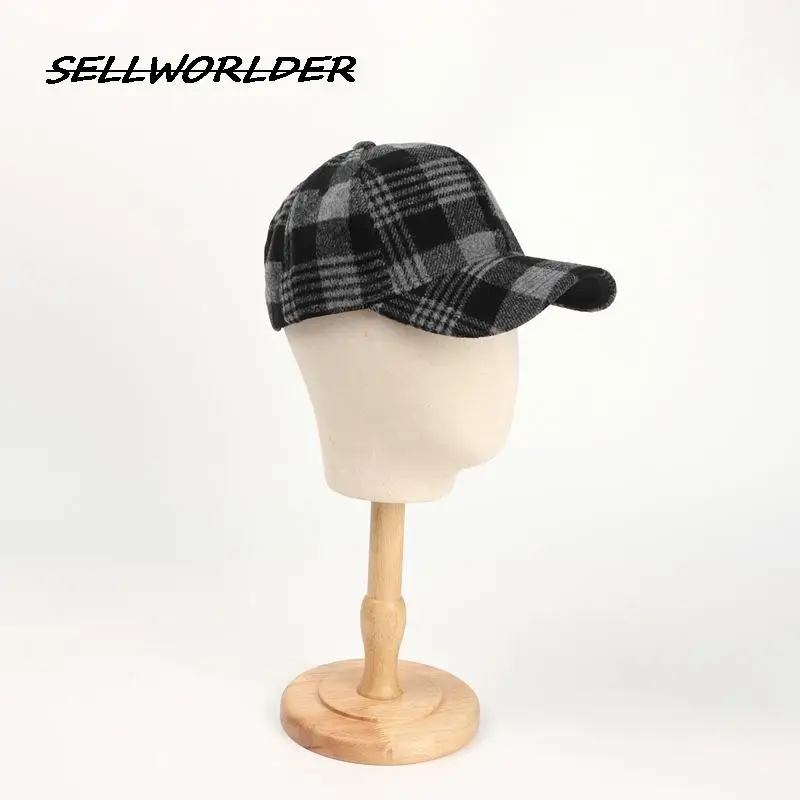 SELLWORLDER Adults Autumn and Winter Plaid  Baseball Caps 2022 Winter Hats & Caps