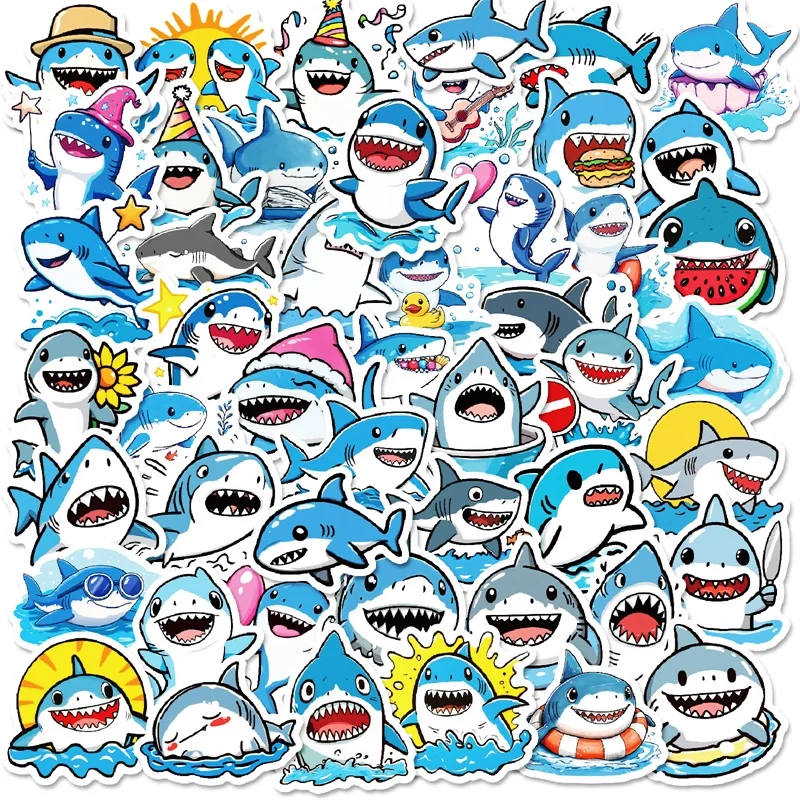 10/30/50 قطعة Kawaii الأزرق القرش البلاستيكية لزجة ملصق الجمالية DIY بها بنفسك الديكور سكرابوكينغ الأطفال اللوازم المدرسية للأطفال #1
