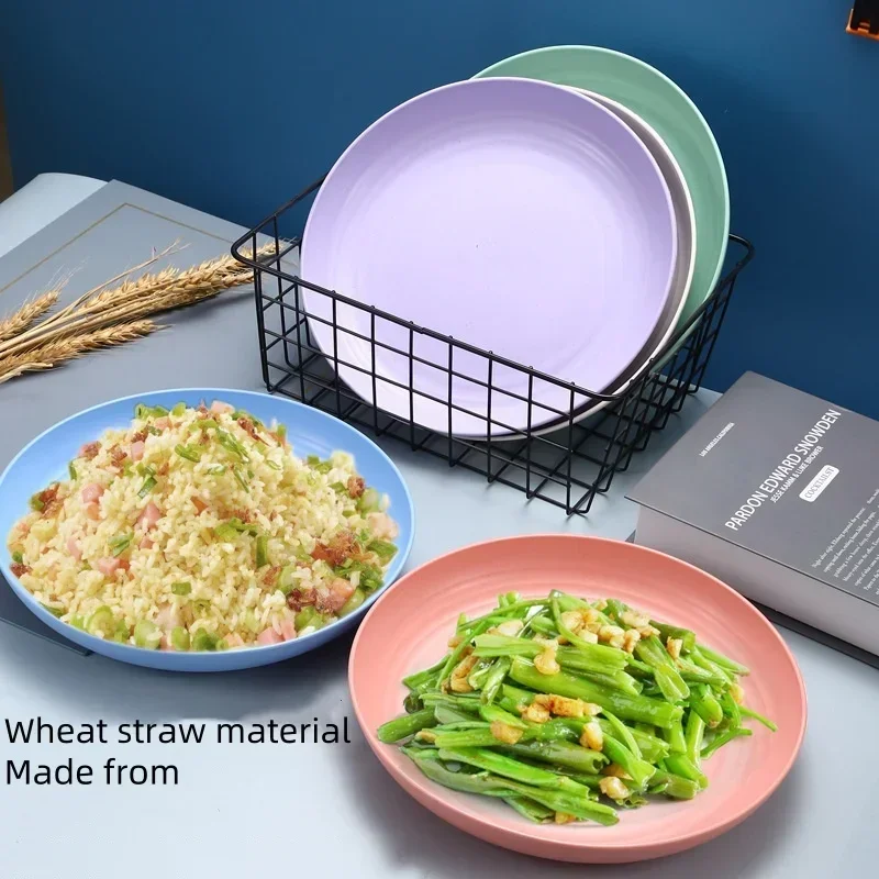 5 PCS Nordic Wheat Straw Plate Fruit Plate Vegetable Plate Plastic Bone Spitting Plate Dry Fruit Plate Tableware Large Plate