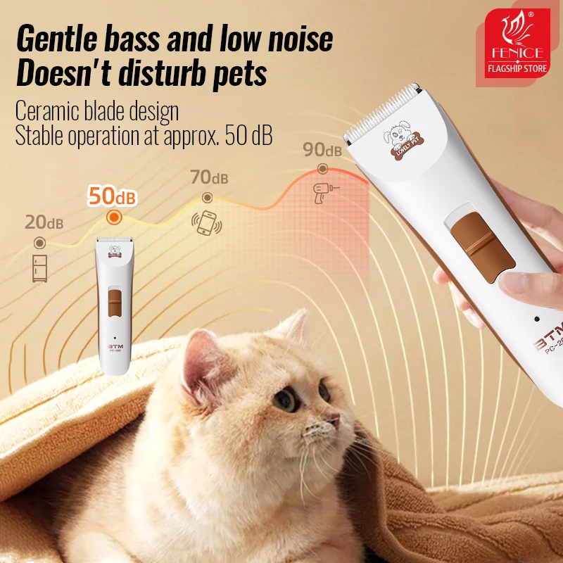 Fenice Rechargeable Electrical Pet Clipper Machine Grooming Animals Haircut Trimmer and Blade Set Low Noice