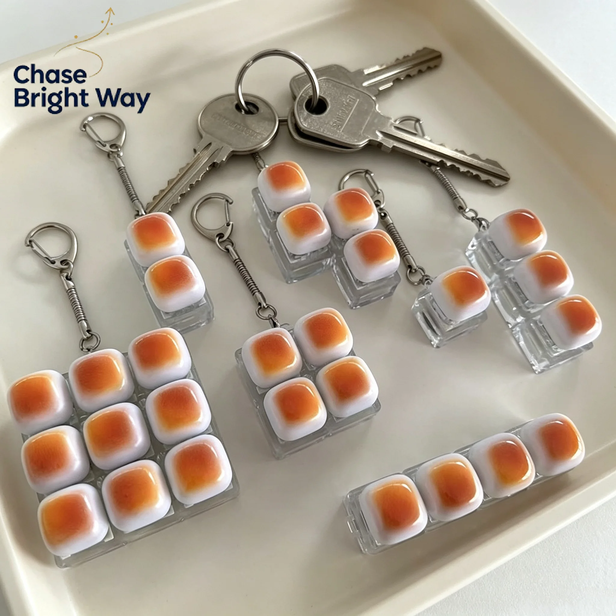 Caramel Bread Stress Relief Keychain Button Light Keycap  Pendant Student Office Adult Accessory 1PC No Boredom Click Fun