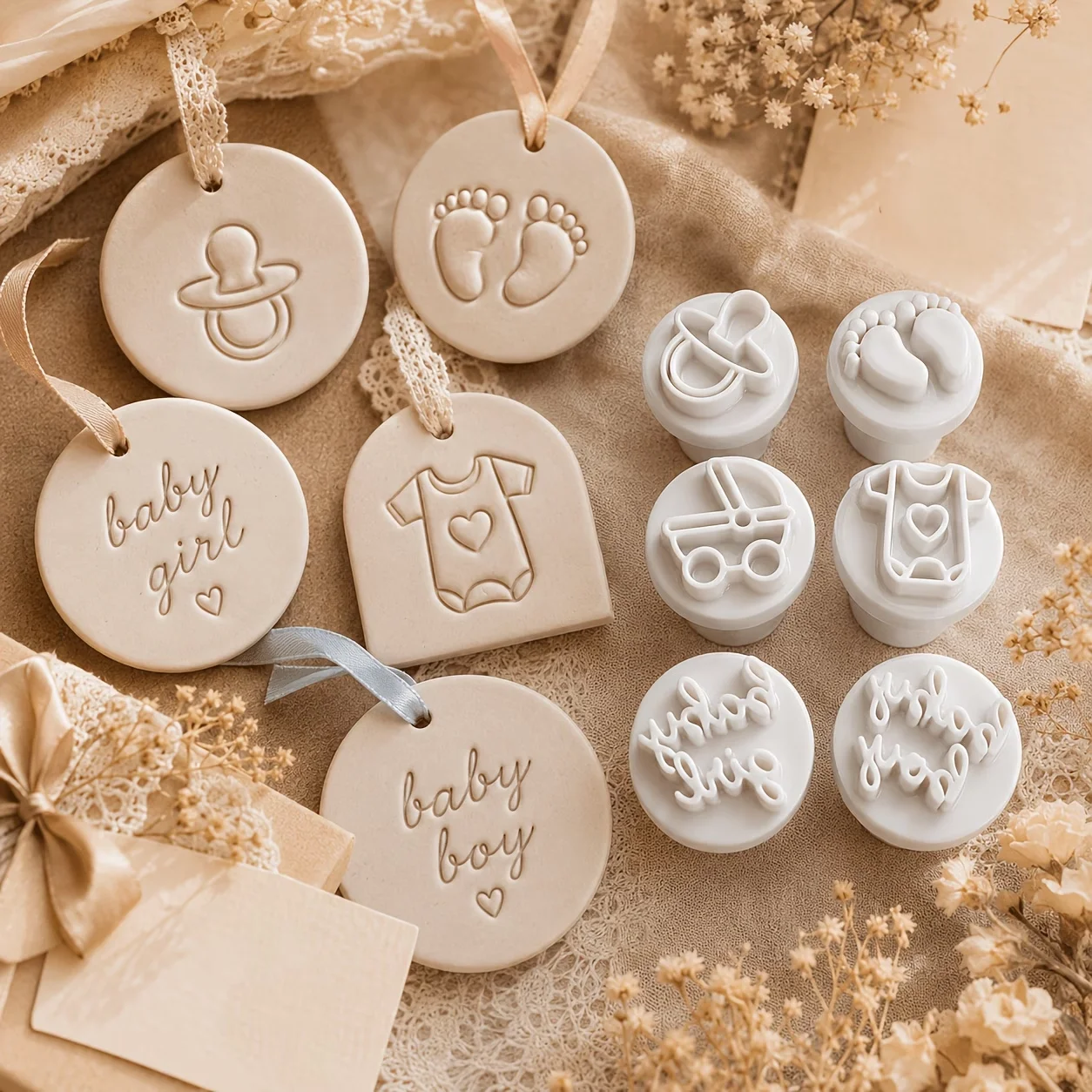 6-Piece Set New Generation Compression Molds Baby Footprints Pacifiers Cars Clothes Letter S Casting Kits