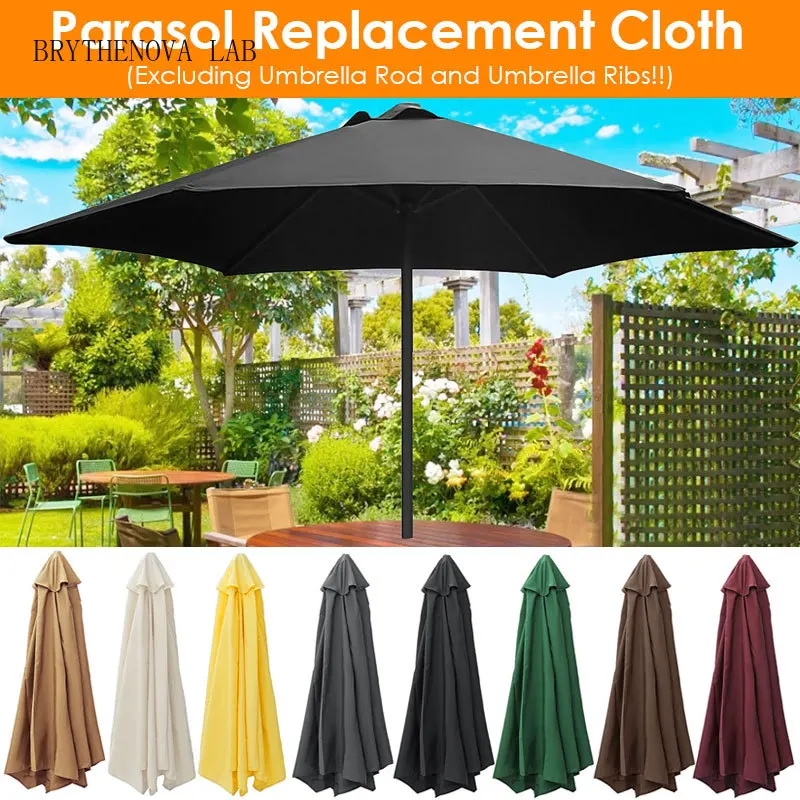 2/2.7/3M Parasol Replacement Cloth Without Stand Parasol Umbrella Cover Waterproof Cloth Sunshade Canopy Patio Garden Cover