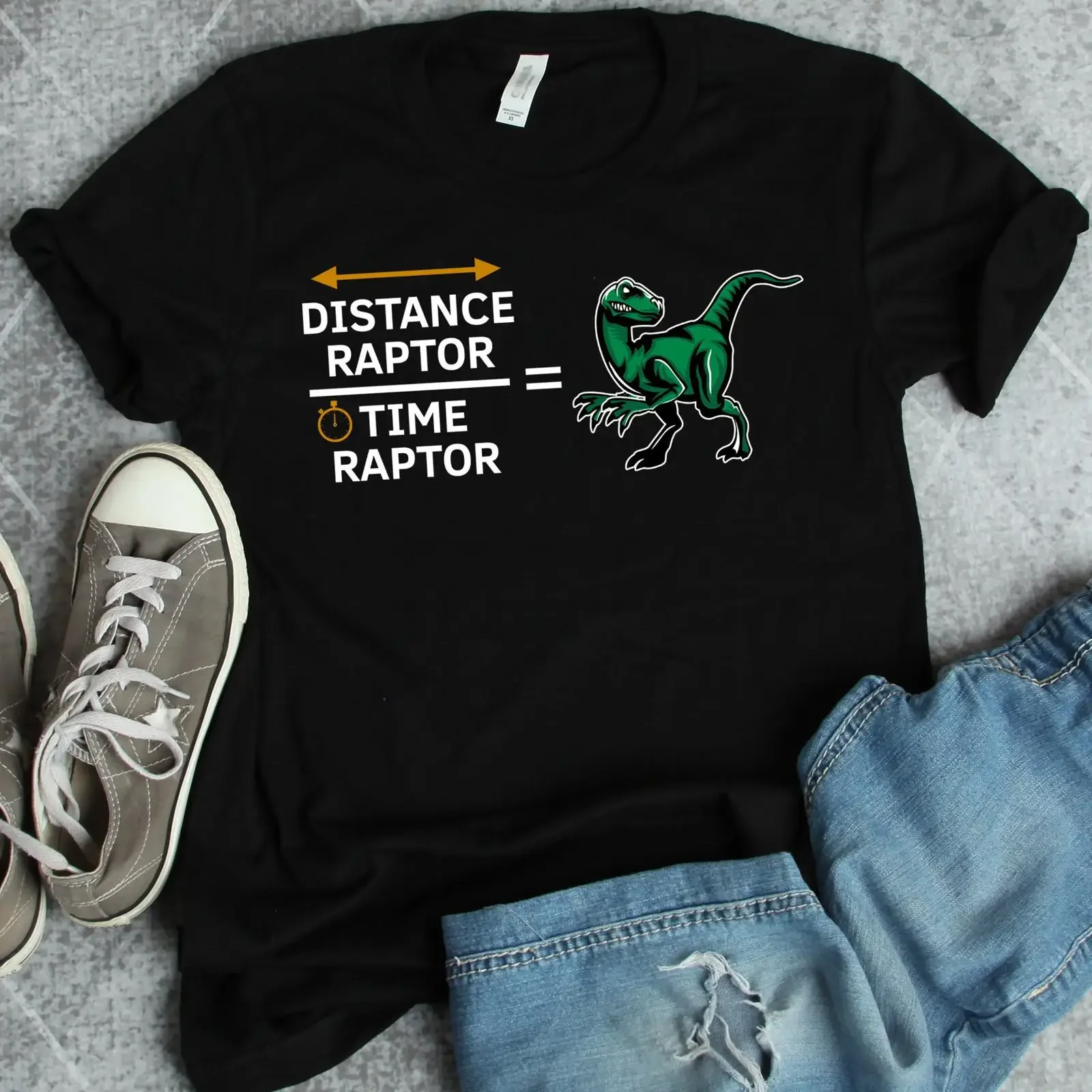 Physics Raptor Distance Time T Shirt Velociraptor s Dinosaur Teacher vintage Washed Slightly Stylish Top For Everyday Wear
