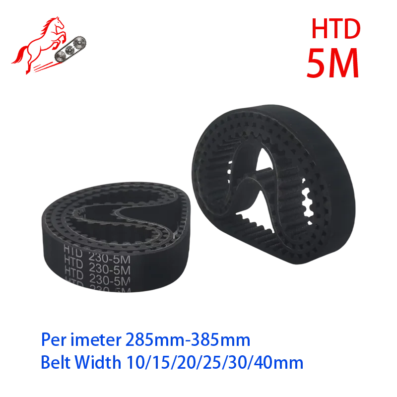 

HTD 5M High-Quality Rubber Timing Belt Perimeter 285mm--385mm Belt Width10mm/15mm/20mm/25mm/30mm/40mm