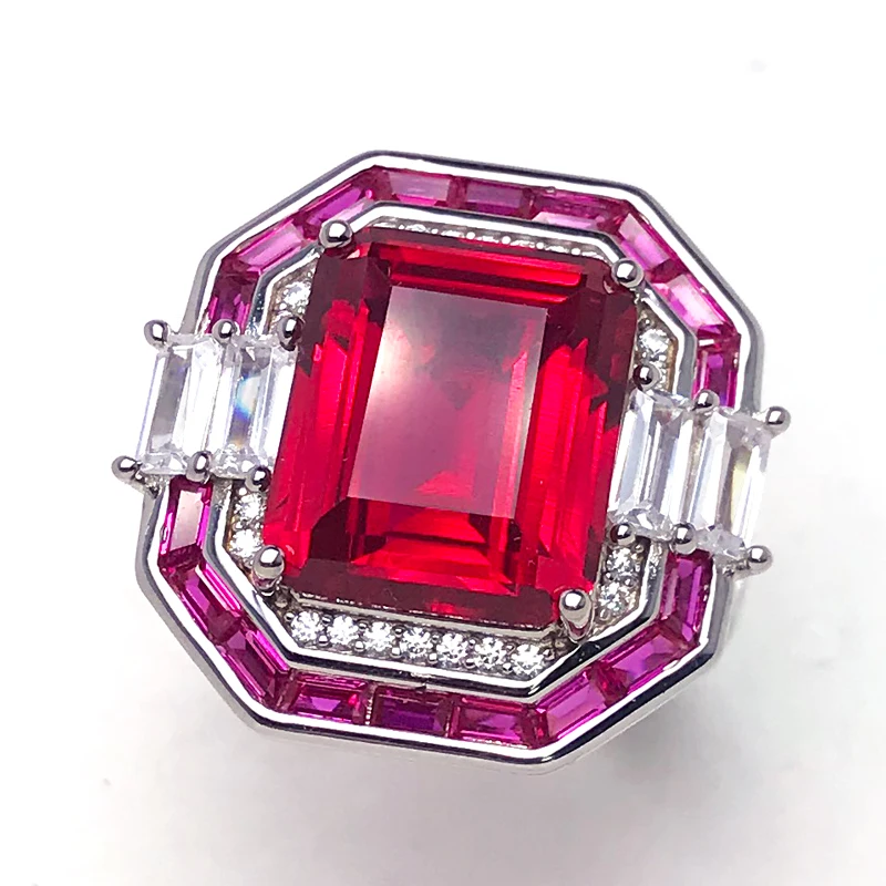 

Elegant Created Ruby White Gold Ring for Women Man Lady Party Birthday Charms Jewellry Gift