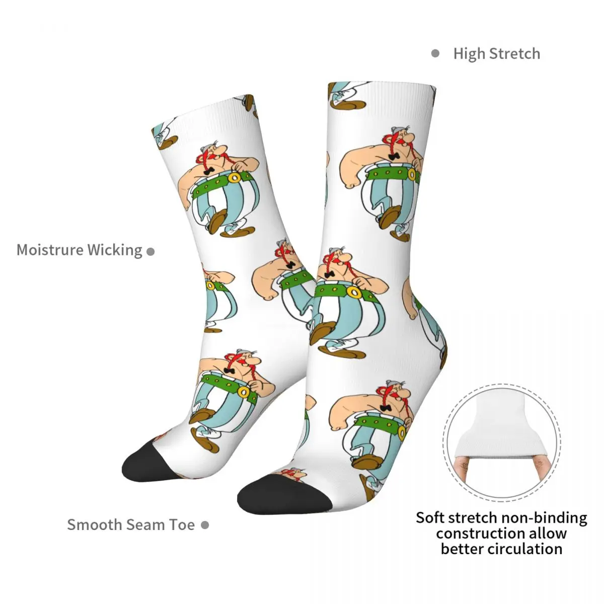 Calcetines de película Asterixs y Obelixs para hombre, medias divertidas de invierno para adultos, medias suaves medianas, diseño para deportes al aire libre, antisudor