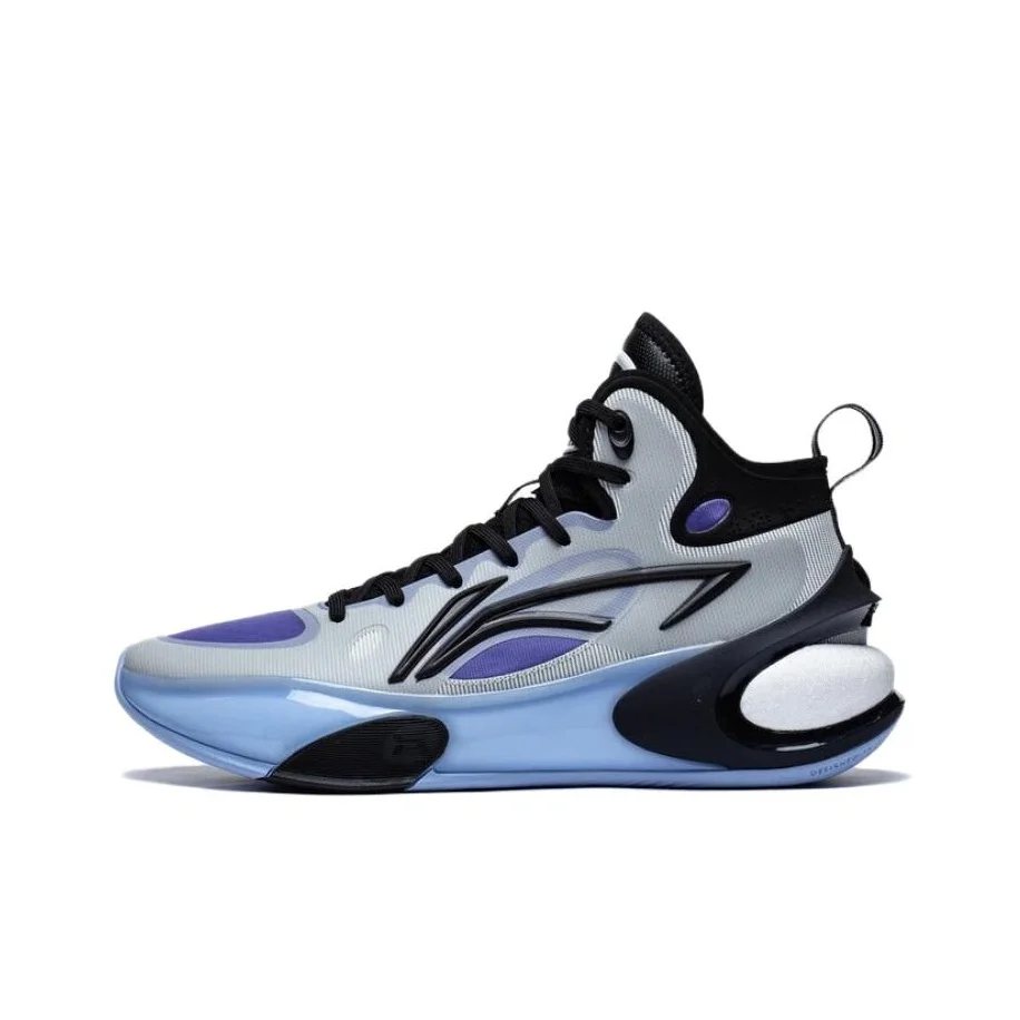 Li Ning YuShuai 17 Comfortable Cushioning Slip Resistant Mid top Basketball Shoes Men's Black Gray ABAT043-2