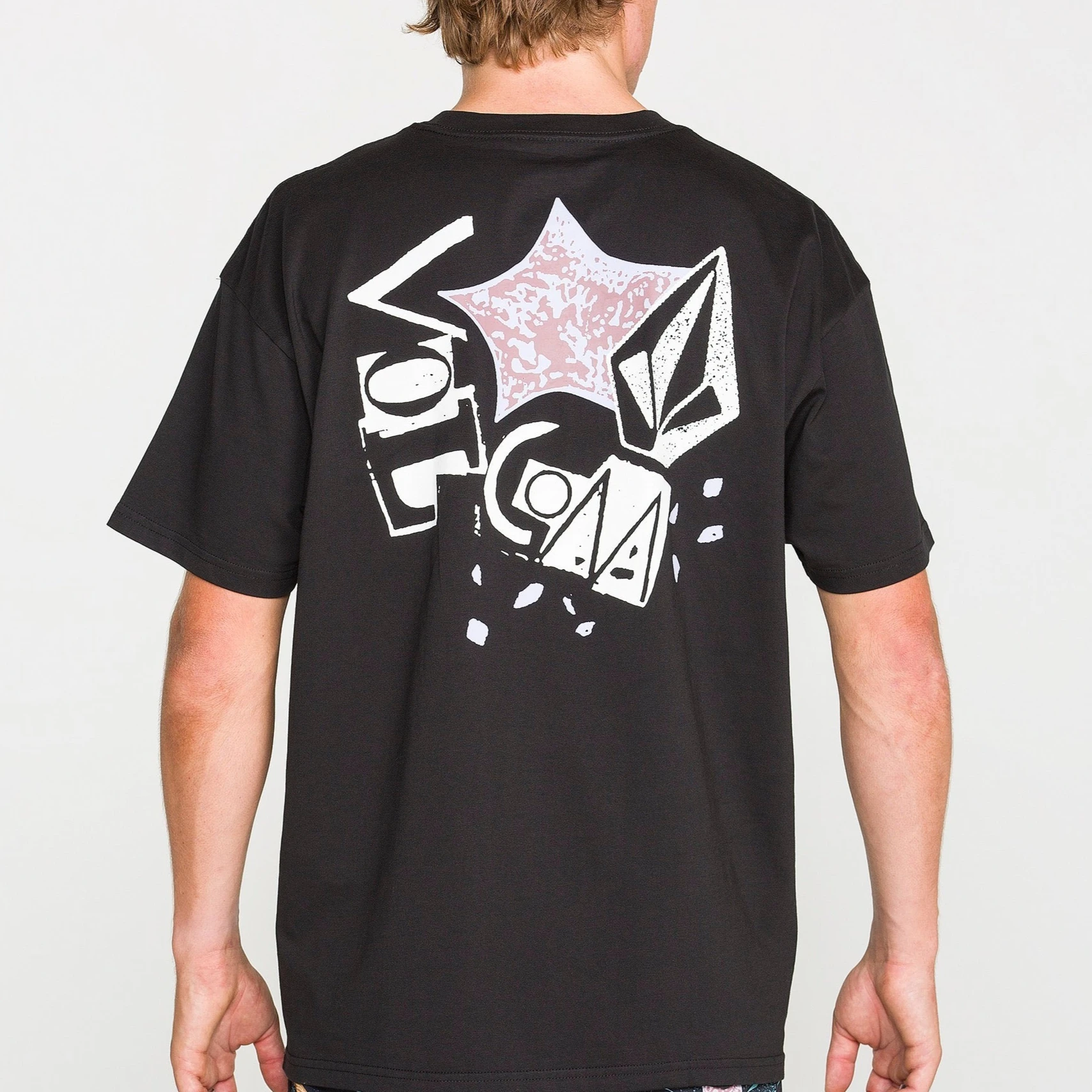 2026 New VOLCOM Family Matching Oversized Unisex Streetwear T Shirt Back Graffiti Star Geometric Print Short Sleeve Casual Tees