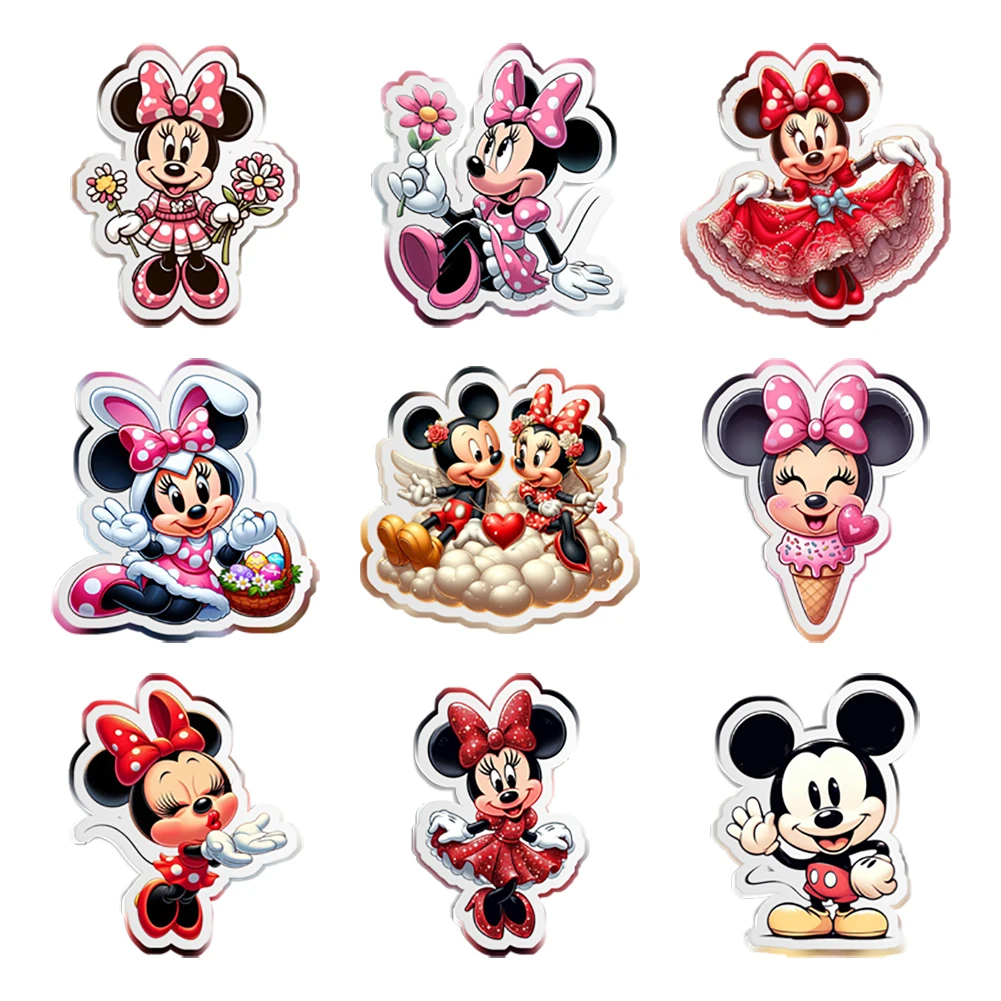 

Mickey Minnie Resin Charms Without Hole 10 Pcs/Lot Disney Cartoon Resin Planar White Transparent Glitter Resin For Handmades