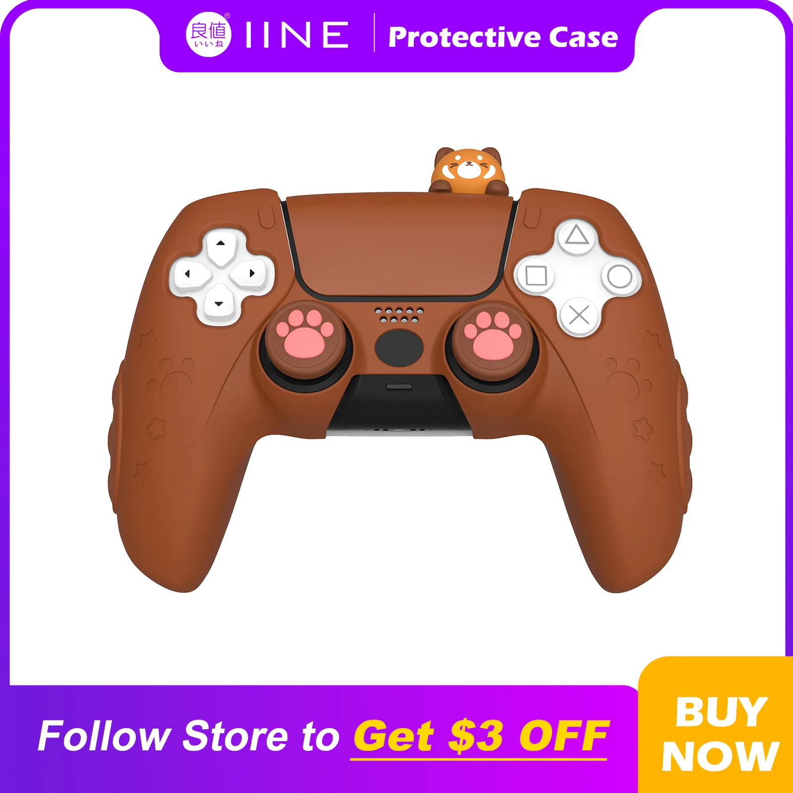 

IINE RED PANDA SILICONE PROTECTIVE CASE/ PERFECTLY FIT PS5 CONTROLLER & FULL PROTECTION & MADE OF ECO-FRIENDLY SILICONE MATERIAL