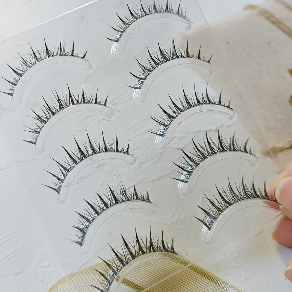 5 Pairs Natural Air False Eyelashes Cos Fairy Japanese Eyelashes Handmade Transparent Terrier Thick Curling Eyelash Makeup Tools