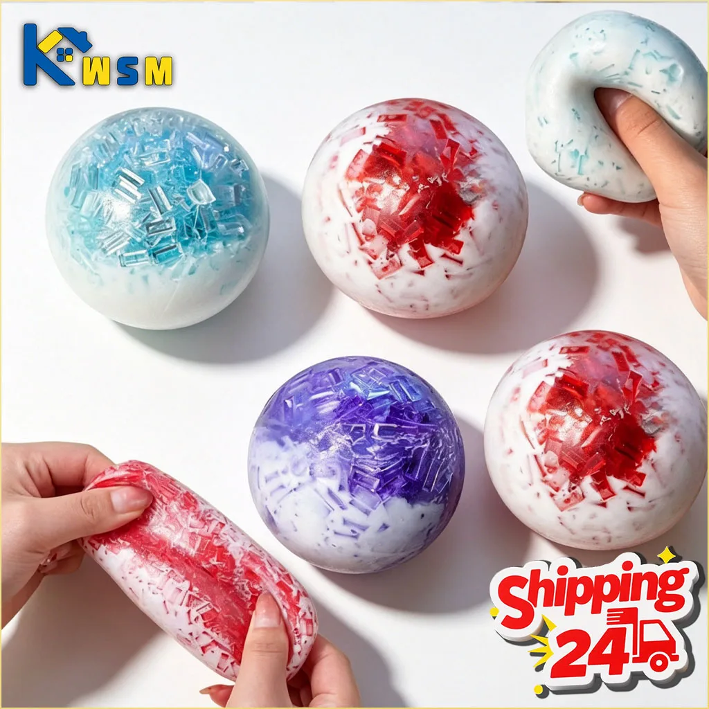 1-20PCS Crushed Ice Cream Soft Squishy Ball Stress Relief  Handmade Decor Squeeze Decompression Fidget for Adult