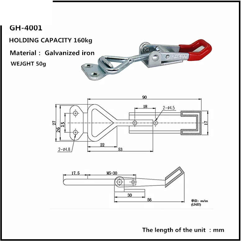 30pcs GH-4001 Quick Toggle Clamp 100Kg/220Lbs Holding Capacity Clip Durable Metal Latch Hand Tool