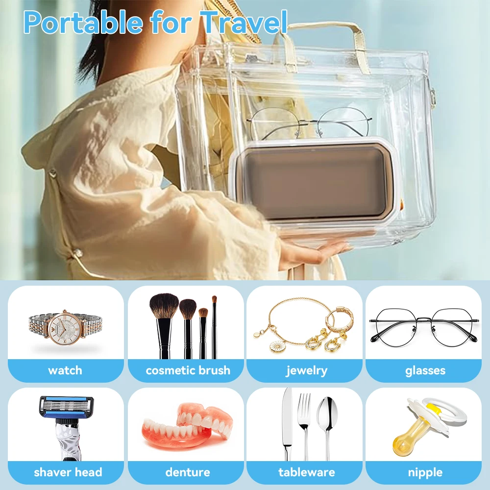 Ультразвуковая чистящая машина 650 мл 360 ° Универсальная высокочастотная вибрация для очков, ювелирных изделий, косметических кистей Pro Cleaner