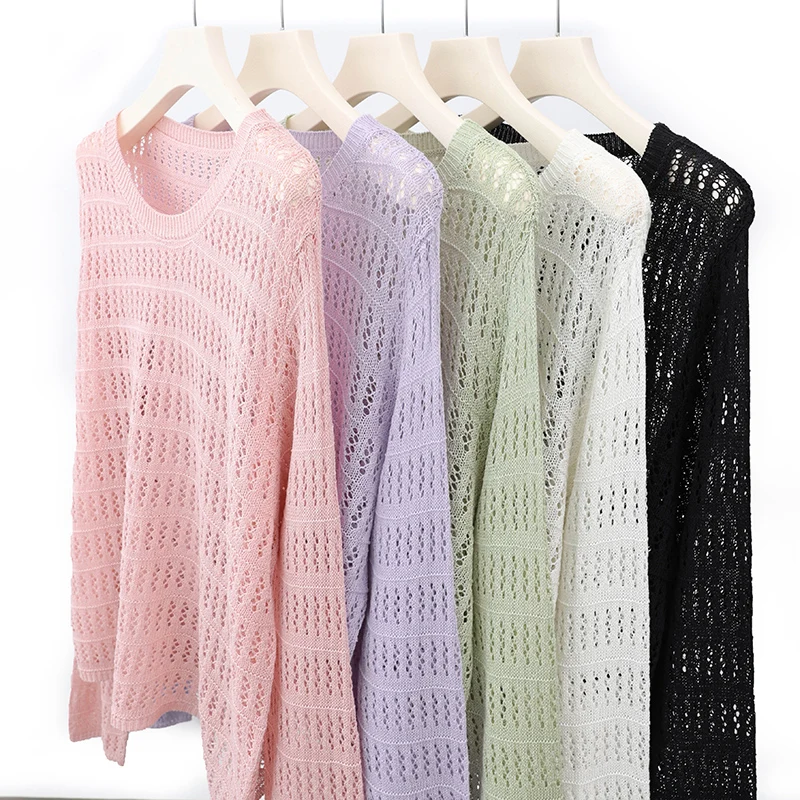 

Summer wool women's pullover sweater, round neck long sleeved knitted sweater, soft and breathable high-quality fashionable top