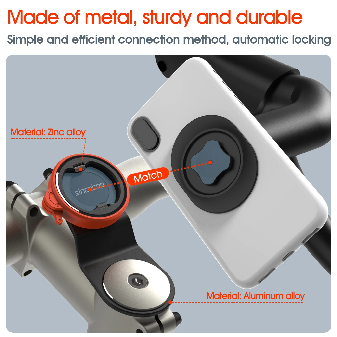 Bike Phone Holder,Bicycle Stem Cell Phone Mount,Universal Aluminum MTB/Road Bike Cycling Phone Clamp Lock,Quick Attach/Detach