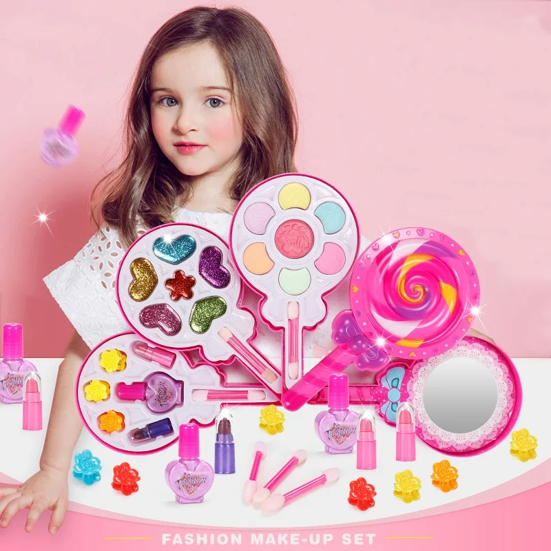 Set per il trucco delle ragazze giocattoli strumenti per il trucco di bellezza i bambini fingono di giocare a giocattoli giocattoli per smalto cosmetico Non tossico sicuro regali per bambina